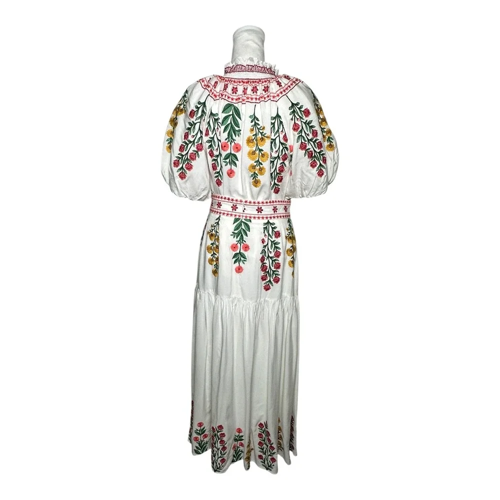 Antonio Melani Boho Floral Embroidered 2 Piece Set Top & Tiered Maxi Skirt Sz. 4